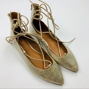 BC Born in California Lace Up Vegan Flats Sz 8.5